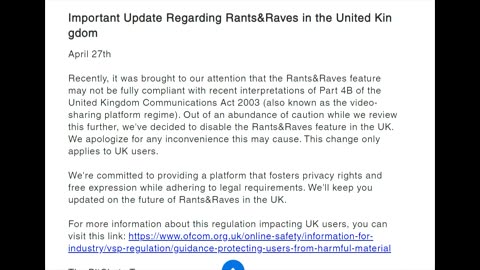 RANT AND RAVE ON HOLD IN UK SEE LINK