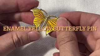 Vintage Yellow Painted Goldtone Butterfly Pin/Brooch