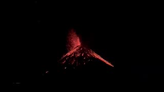 Guatemala's Volcan de Fuego Erupting at Night
