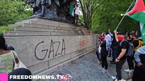 USA: Pro-Palestine protesters vandalize WWI memorial!
