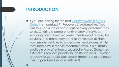 Get The Best Car Recovery in Moses Gate.