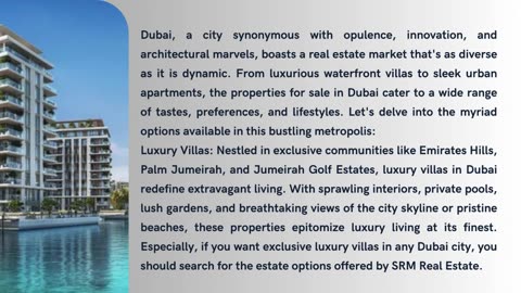 Exploring the Diverse Real Estate Landscape: Properties for Sale in Dubai