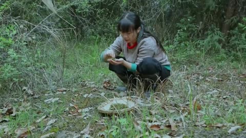 Jungle vegetable. Cook the leaves and mushrooms that grow on the ground