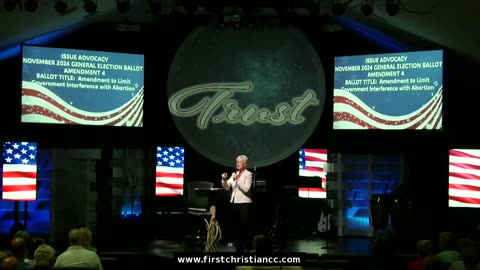 Debbie Healy speaks about abortion and the dangers of Florida's Amendment 4 at First Christian of Cape Coral