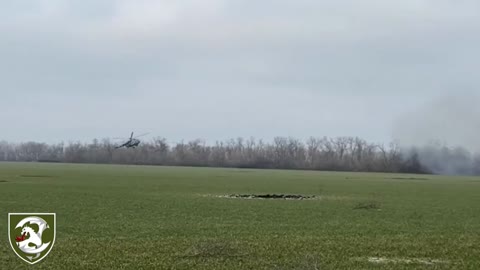 Moment Ukrainian Combat Helicopter Fires Volley Of Missiles At Russian Positions