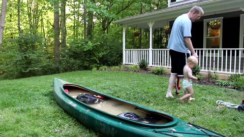 Kayak Wading Pool - boys turn my kayak into their own pool