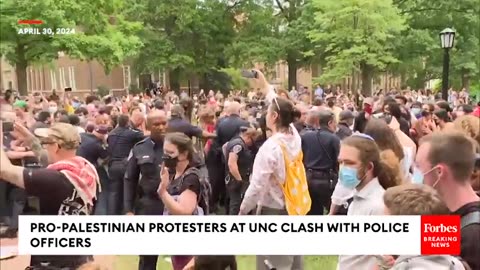 Police Officers Clash With Pro-Palestinian Activists At UNC