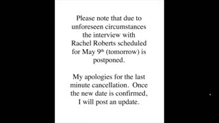 CANCELLED: Interview with Rachel Roberts on May 9th.