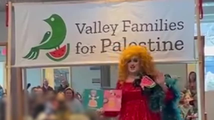 Outrage as drag queen leads young kids in 'free Palestine' chant during story time event