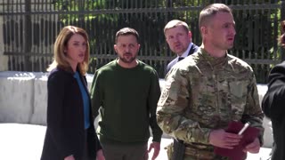 Kyiv air raid siren wails during Metsola's visit