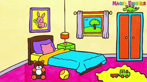 Kids badroom drawing, painting, Coloring, for kids and toddlers /easy drawing