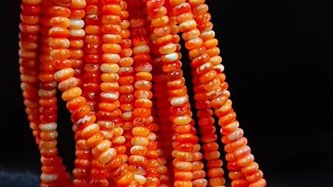 Orange and red spiny oyster roundle beads size 6mm Natural Spiny Oyster Orange Color