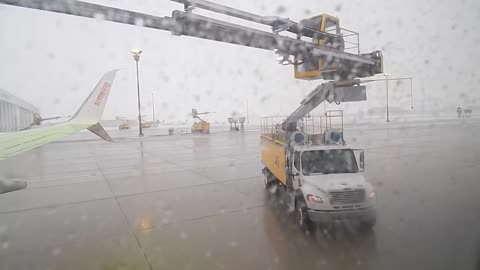 De-Icing Airplane at Toronto International Airport