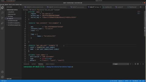 Terraform for loop, for_each and count