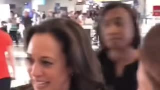 I thought VP flew on AF2. Kamala Harris confronted at the Airport