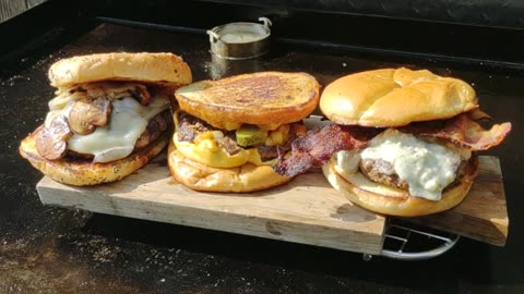 Cheeseburgers on the griddle