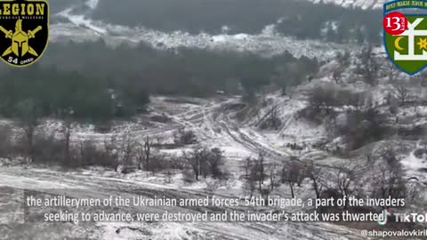 Large group of Russians attacking Bakhmut on snowy roads destroyed in forest