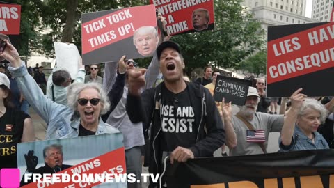 Guilty Guilty Guilty! anti-Trump protesters chant as Trump's verdict is announced at NYC Court.mp4