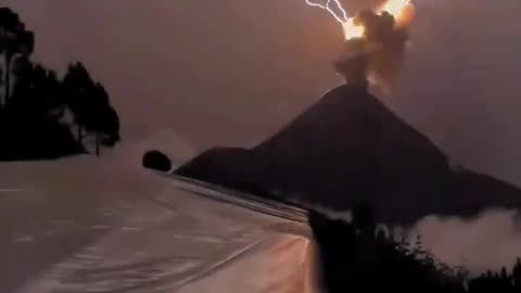 Lightning At The Fuego Volcano In Guatemala