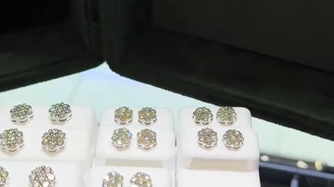 White Gold & Diamond Flower Set Earrings on Sale