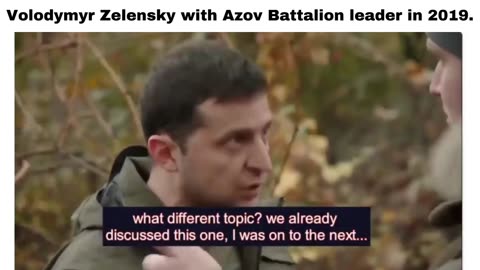 Volodymyr Zelensky with Azov Battalion leader in 2019.