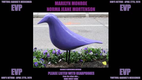 EVP Marilyn Monroe Norma Jeane Mortenson Saying PURPLE BIRD Afterlife Communication