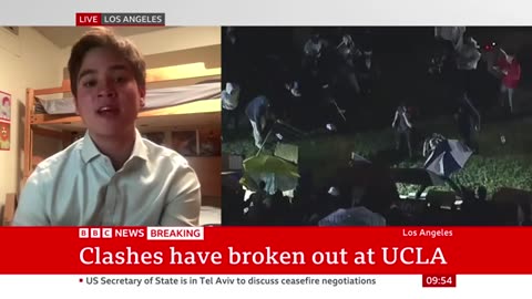 UCLA- California university calls in police after 'violence' at pro-Palestinian protest - BBC News