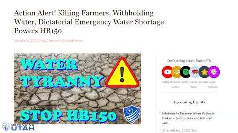 Action Alert! Killing Farms, Withholding Water, Dictatorial Emergency Water Shortage Powers HB150