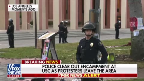 Police clear out encampment at USC as protesters leave the area