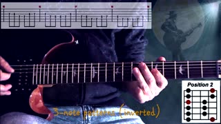 A Minor Pentatonic Position 2 (3-note patters inverted)
