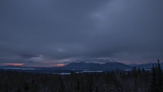 Sunrise 🌄 in Eustis 🏔 Maine 🌲 illuminating the clouds over Bigelow Mountain 🌄 and Flagstaff Lake 🏞