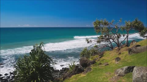 beach blue waves no people ocean outdoors nature