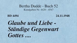 BD 4494 - GLAUBE UND LIEBE - STÄNDIGE GEGENWART GOTTES ...