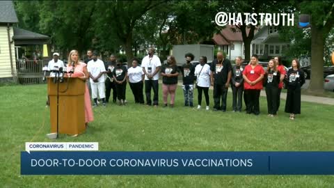 Footage with those that went door to door in USA to administer a deadly toxic vaccine