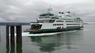 Car Ferry Arriving at Mukilteo Washington on Unusually Cloudy Day in Seattle Area