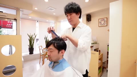 ASMR💈Haircut, Hair Wash & Head Massage: His head massage is very popular!