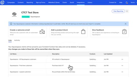 Squarespace and Constant Contact Constant Contact