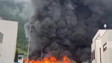 Huge factory fire in Bolzano where Electric Car Chargings are manufactured