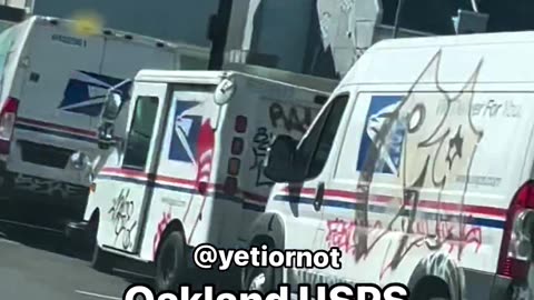 Oakland Commiefornia USPS delivery vans all vandalized.