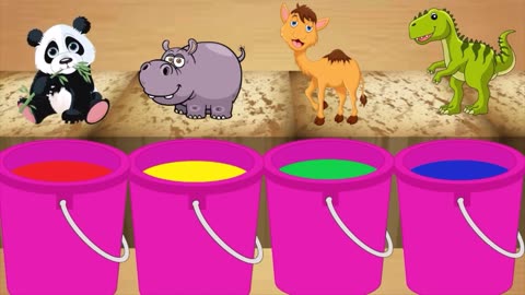 Bathing Colors Fun panda | Learning Colors for Children with dinosaur | animals Colors Shower