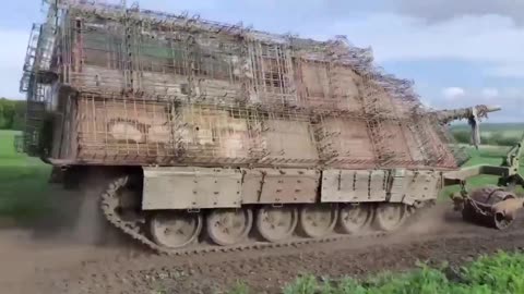 Russian monster tank with multi level protection in Ukraine