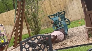 Big Guy Breaks Playset Swing