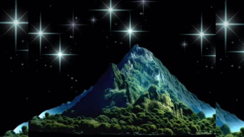Title:Majestic Mountain: Night Sky Sparkles with Stars.🌠🌠