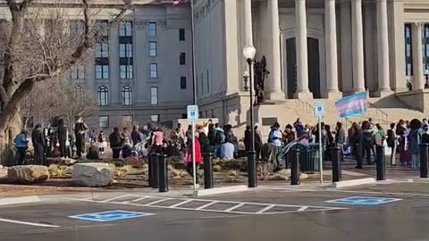 Transgender-rights demonstrators gather outside Oklahoma legislature