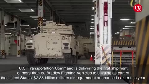 US releases image of 60 M2 Bradley armored vehicles leaving for Ukraine