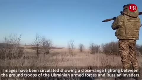 Ukrainian soldiers strike Russian armored vehicles in motion in this manner.