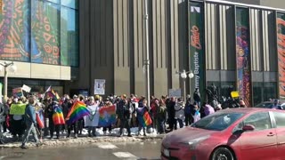 Drag queen storytime protesters are met with counter protesters outside the National Arts Centre