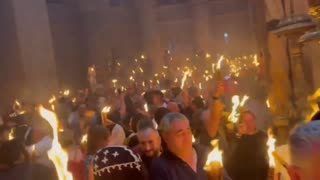 The Holy Fire descended in the Church of the Holy Sepulcher in Jerusalem