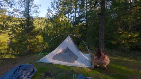 YOUNG GIRL TROUT FISHING IN MOUTAINS ASMR