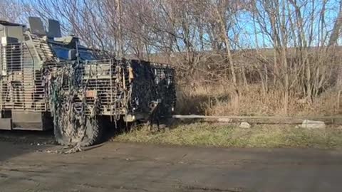 Several wrecked British Wolfhounds of the Armed Forces of Ukraine.